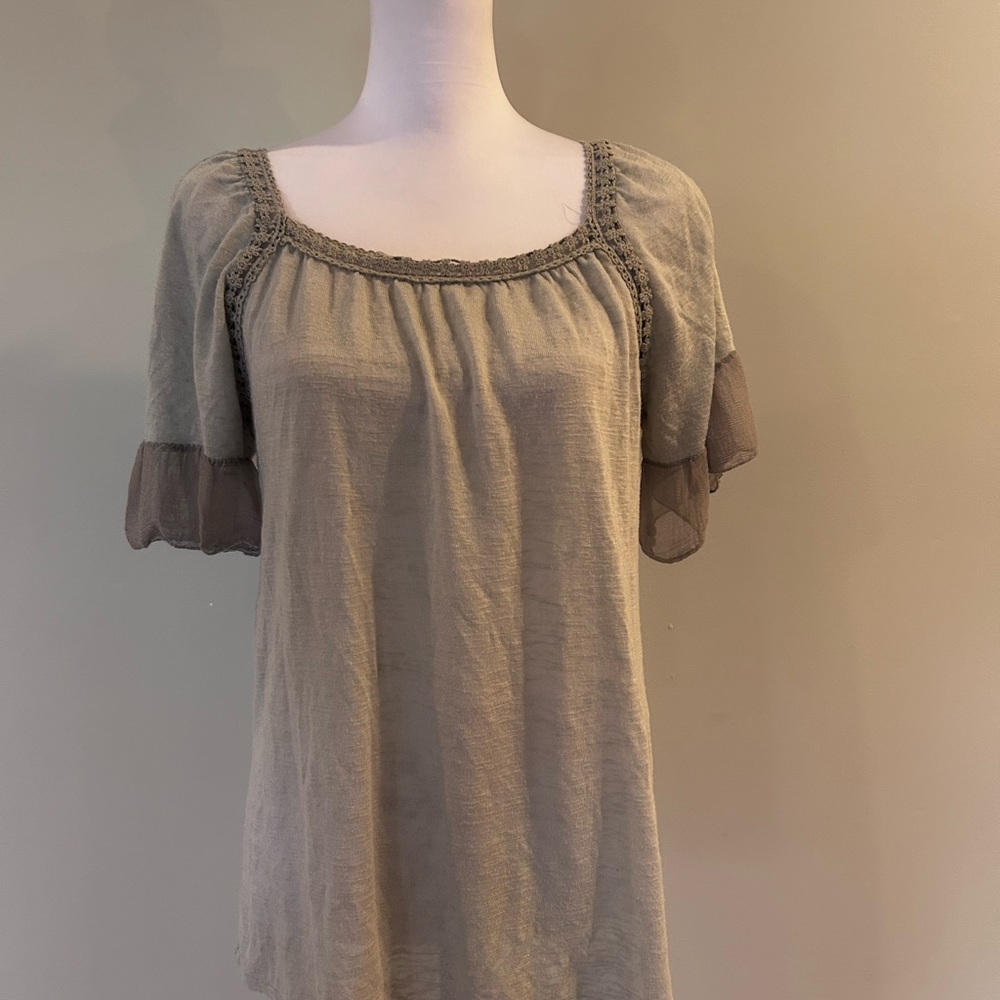 Smocked Ruffled Short Sleeve Blouse